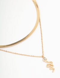 Gold Snake Layered Necklace - link has visual effect only