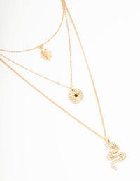 Gold Snake & Eye Layered Necklace - link has visual effect only