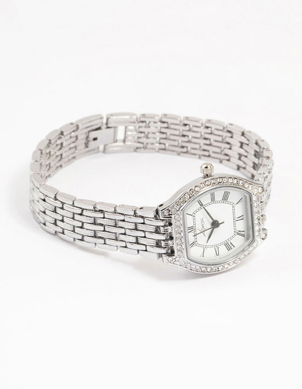 Silver Diamante Roman Numeral Small Watch