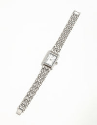 Silver Diamante Roman Numeral Enamel Rectangle Watch - link has visual effect only