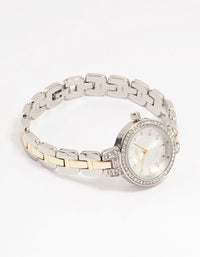 Mixed Metals Diamante Small Round Watch - link has visual effect only