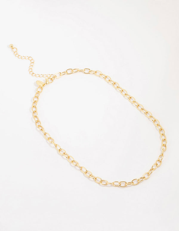 Gold Plated Round Link Necklace