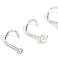 Surgical Steel Cubic Zirconia Butterfly & Round Nose Stud 3-Pack - link has visual effect only