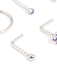 Surgical Steel Cubic Zirconia Flower Nose Piercing 6-Pack - link has visual effect only