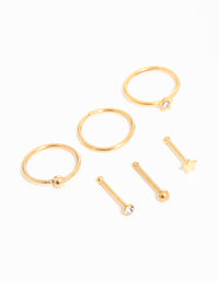 Gold Plated Surgical Steel Micro Star Nose Piercing 6-Pack - link has visual effect only