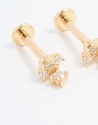 Gold Plated Surgical Steel Cubic Zirconia Flat Back Pack - link has visual effect only