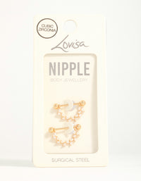 Surgical Steel Cubic Zirconia Vine Nipple Bars 2-Pack - link has visual effect only