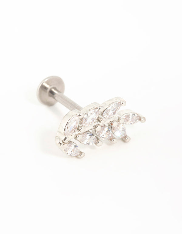 Surgical Steel Cubic Zirconia Vine Flatback Stud
