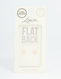 Gold Plated Surgical Steel Cubic Zirconia Flower Flat Back Earrings Pack - link has visual effect only