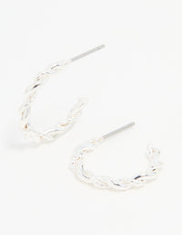 Silver Textured Twisted Hoop Earrings - link has visual effect only