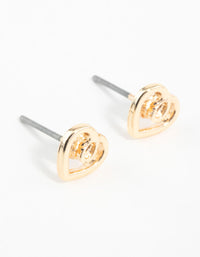 Gold Twisted Heart Stud Earrings - link has visual effect only