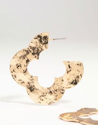 Gold Flat Hammered Flower Hoop Earrings - link has visual effect only
