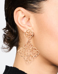 Gold Swirl Diamond Shaped Drop Earrings - link has visual effect only