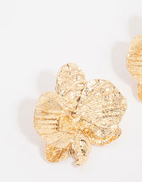 Gold Orchid Stud Earrings - link has visual effect only