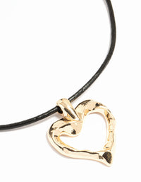 Gold Molten Heart Cord Pendant Necklace - link has visual effect only