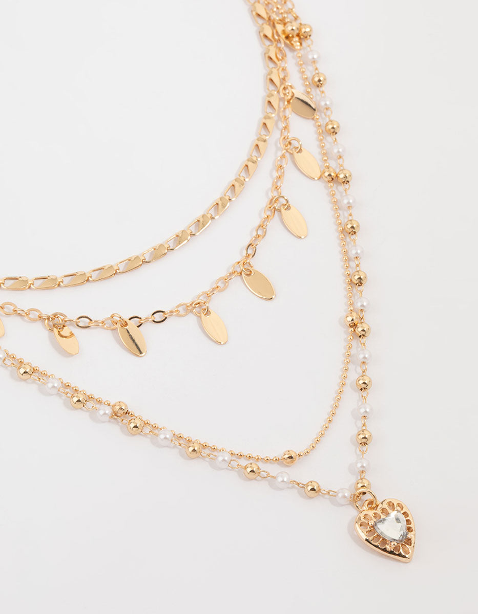 Gold Heart Mixed Layered Necklace