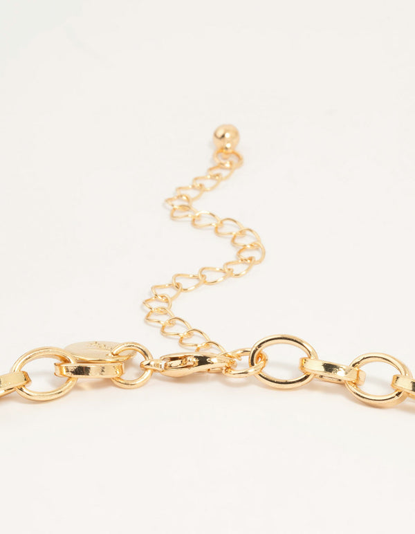 Gold Heart & Key Charm Necklace