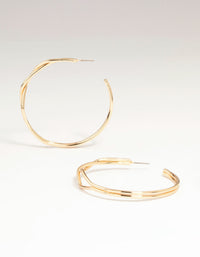 Gold Front Twisted Hoop Earrings - link has visual effect only