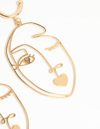 Gold Kissy Face Drop Earrings - link has visual effect only