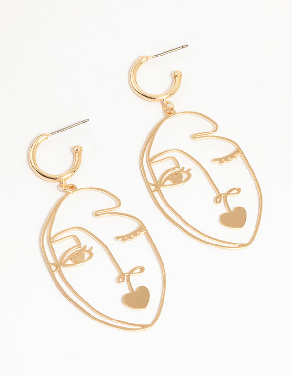 Gold Kissy Face Drop Earrings