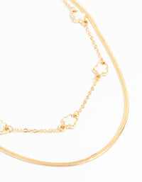 Gold Flower Layered Necklace - link has visual effect only