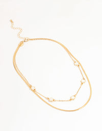 Gold Flower Layered Necklace - link has visual effect only