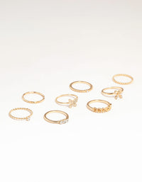 Gold Butterfly & Bow Rings 8-Pack - link has visual effect only