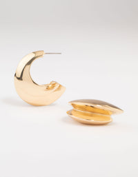 Gold Abstract Chubby Hoop Earrings - link has visual effect only