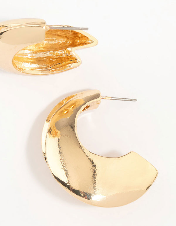 Gold Abstract Chubby Hoop Earrings