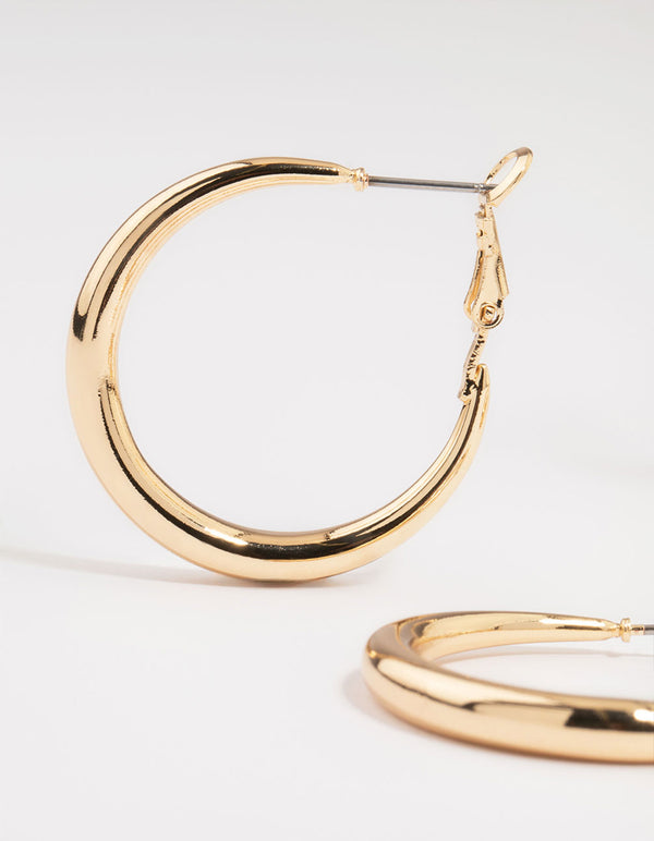 Gold Smooth Huggie Hoop Earrings 3-Pack