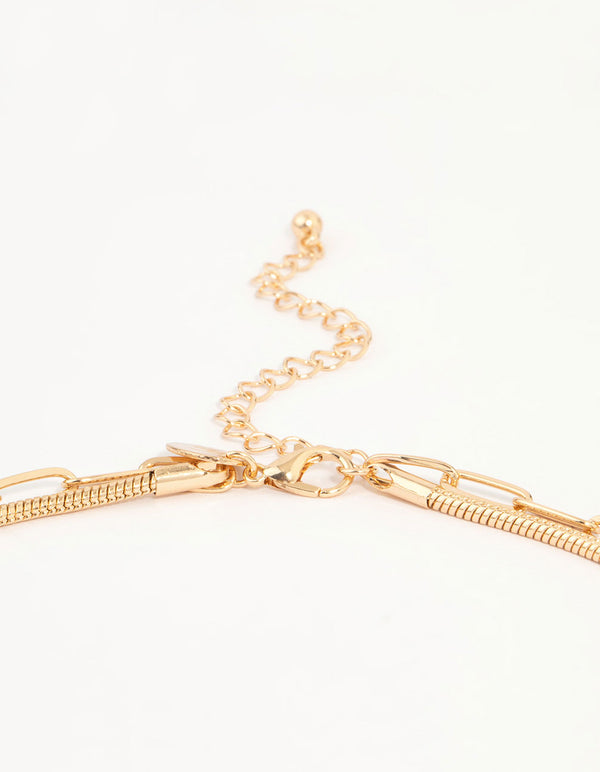 Gold Heart Locket Layered Necklace