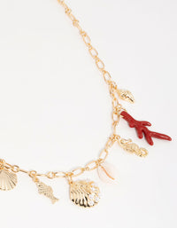 Gold Shell & Fish Charm Necklace - link has visual effect only