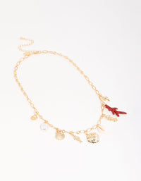 Gold Shell & Fish Charm Necklace - link has visual effect only