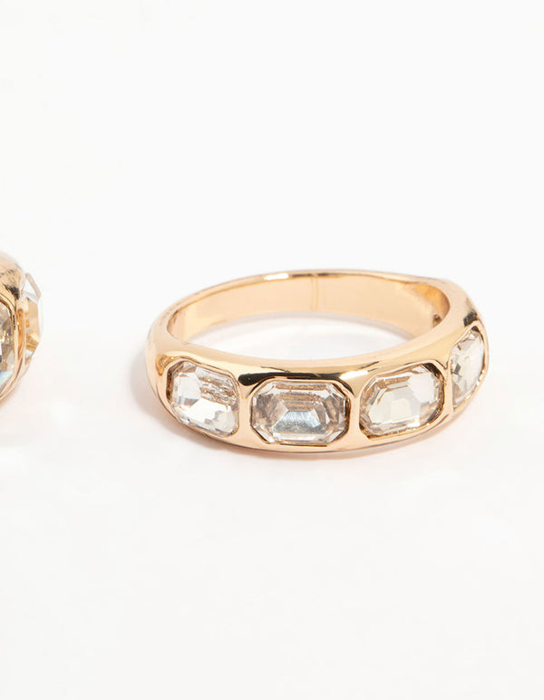 Gold Diamante Dome Stacking Rings 3-Pack