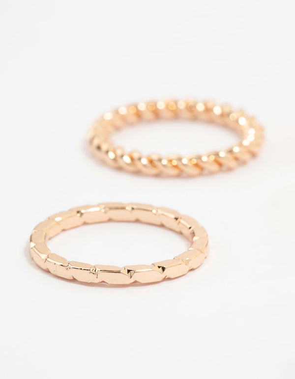 Gold Thin Textured Stacking Rings 8-Pack