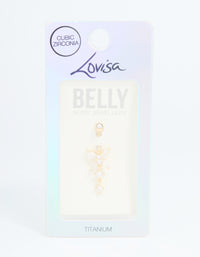 Gold Plated Titanium Cubic Zirconia Butterfly Belly Bar - link has visual effect only