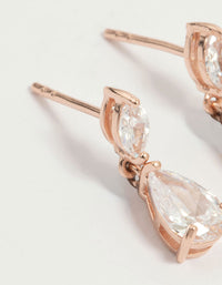 Rose Gold Plated Sterling Silver Cubic Zirconia Marquise & Pear Drop Stud Earrings - link has visual effect only