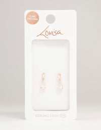 Rose Gold Plated Sterling Silver Cubic Zirconia Marquise & Pear Drop Stud Earrings - link has visual effect only