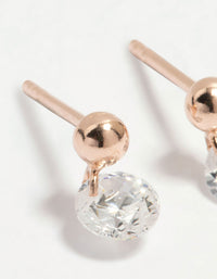 Rose Gold Plated Sterling Silver Diamante Drop Stud Earrings - link has visual effect only