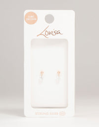 Rose Gold Plated Sterling Silver Diamante Drop Stud Earrings - link has visual effect only