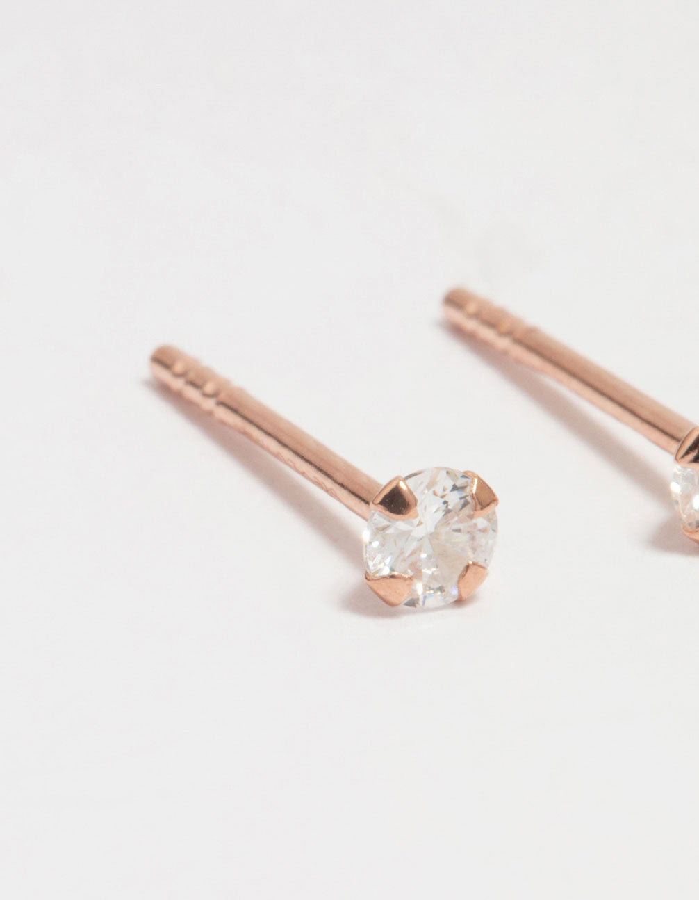 Rose Gold Plated Sterling Silver Cubic Zirconia Small Stud Earrings