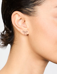 Rose Gold Plated Sterling Silver Cubic Zirconia Bow Stud Earrings - link has visual effect only