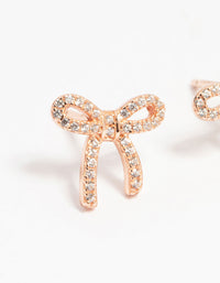 Rose Gold Plated Sterling Silver Cubic Zirconia Bow Stud Earrings - link has visual effect only