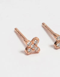 Rose Gold Plated Sterling Silver Cubic Zirconia Micro Flower Stud Earrings - link has visual effect only