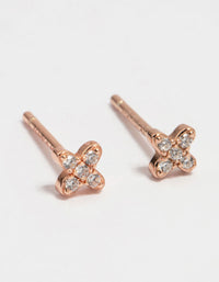 Rose Gold Plated Sterling Silver Cubic Zirconia Micro Flower Stud Earrings - link has visual effect only