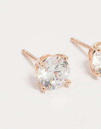 Rose Gold Plated Sterling Silver Cubic Zirconia Stud Earrings - link has visual effect only