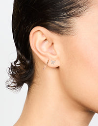 Rose Gold Plated Sterling Silver Butterfly Studs & Hoop Earrings 2-Pack - link has visual effect only