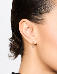 Rose Gold Plated Sterling Silver Cubic Zirconia Mini Open Hoop Earrings - link has visual effect only