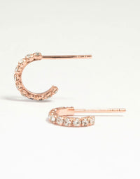 Rose Gold Plated Sterling Silver Cubic Zirconia Mini Open Hoop Earrings - link has visual effect only