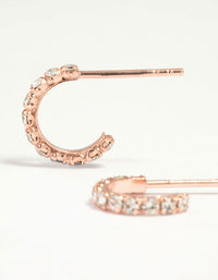 Rose Gold Plated Sterling Silver Cubic Zirconia Mini Open Hoop Earrings - link has visual effect only